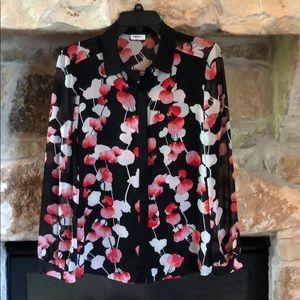 Dkny poppy black and white blouse